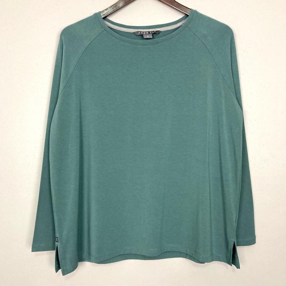 Free Fly Bamboo Everyday Flex Long Sleeve Tee Women’s Size M Boat Neck Relaxed